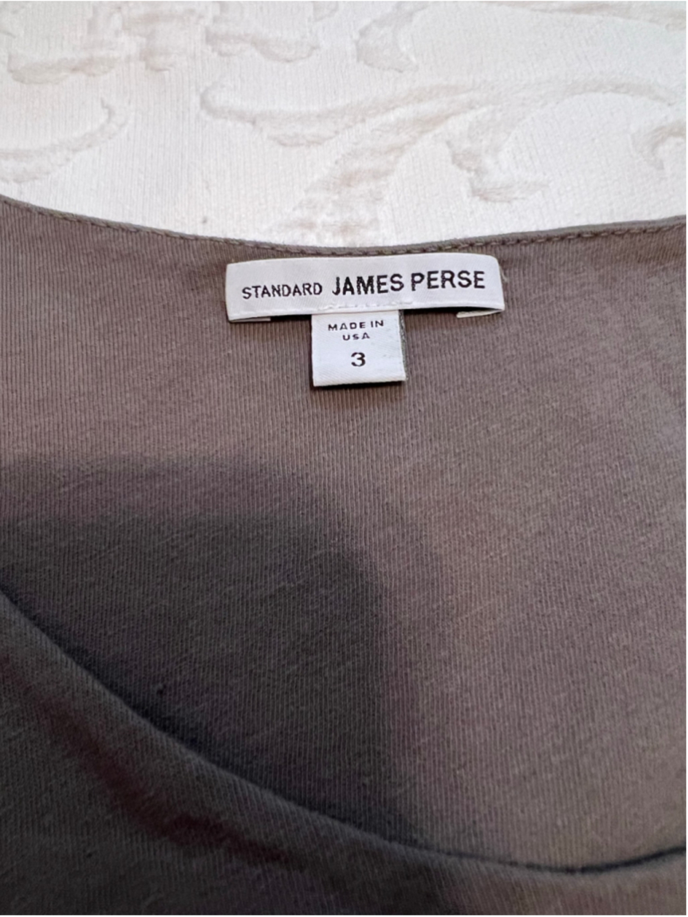Women's Standard James Perse Taupe Ruched Wrap Front Draped Midi Dress Size 3/L - Picture 3 of 7